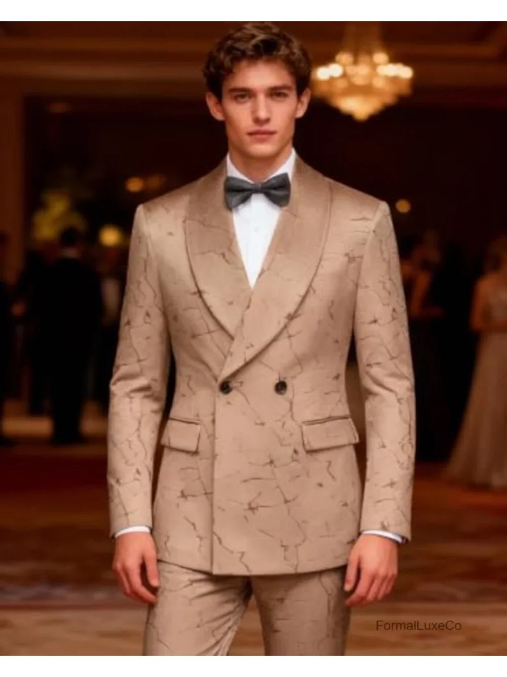 Men's Velvet Tuxedo 2-Piece Slim Fit Suit Set Shawl Lapel Wedding Formal